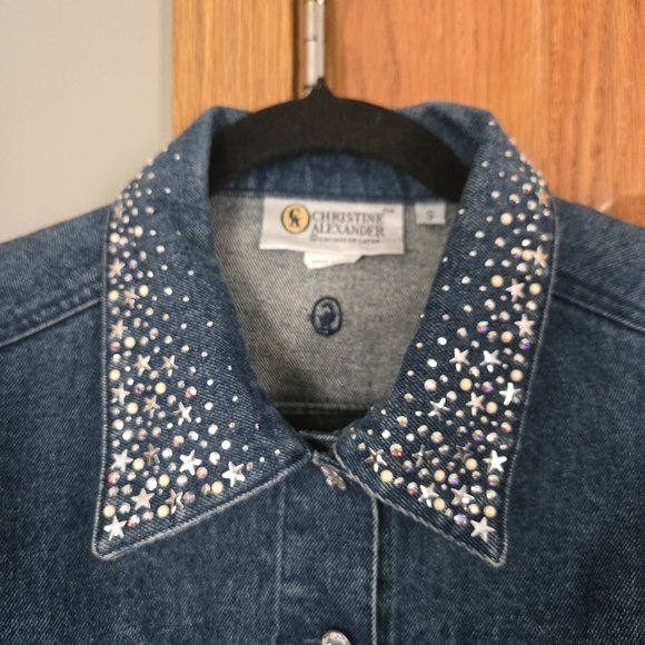 Christine Alexander Studded Denim Jacket size Small - Picture 5 of 10
